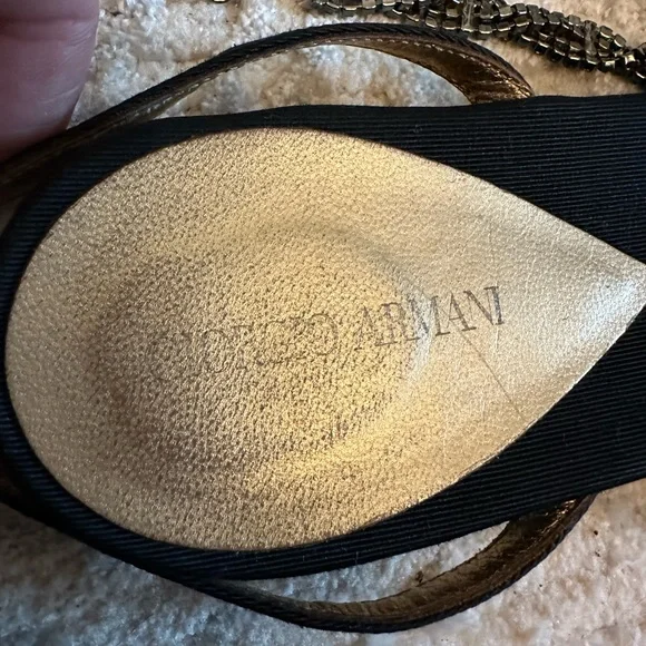 Giorgio Armani Black and Gold Sandals - Picture 10 of 12